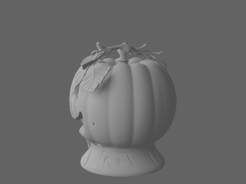 Intricate Orange Ceramic Pumpkin Spice Candle 3D Model