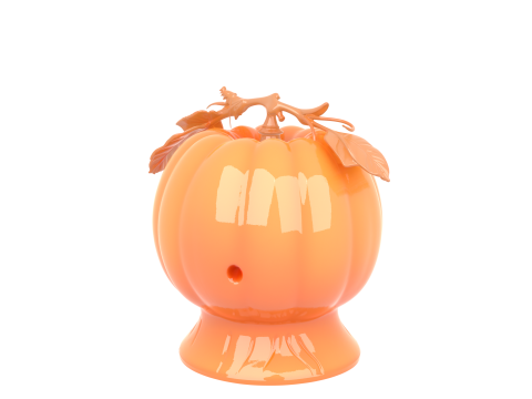 Intricate Orange Ceramic Pumpkin Spice Candle 3D Model
