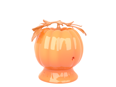 Intricate Orange Ceramic Pumpkin Spice Candle 3D Model