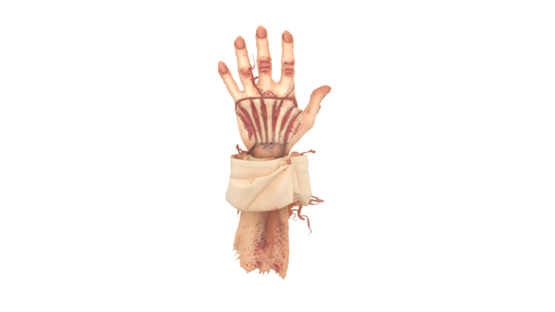 3D Rotting Zombie Arm Prop with Exposed Bones and Maggot Infestation 3D Model .c4d .max .obj .3ds .fbx .stl .blend 