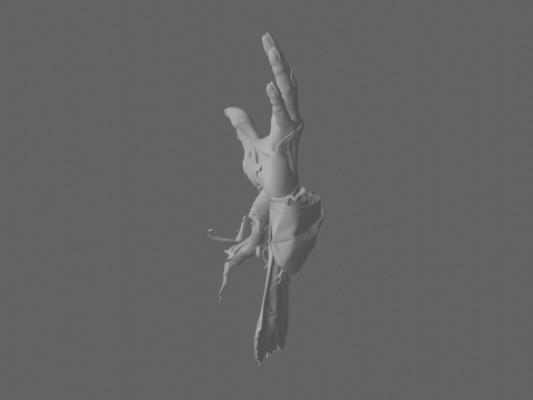 3D Rotting Zombie Arm Prop with Exposed Bones and Maggot Infestation 3D Model