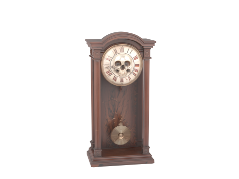 Gothic 3D Clock Model with Skull Face and Blood Red Roman Numerals Modelo 3D