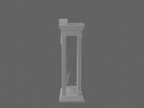 Gothic 3D Clock Model with Skull Face and Blood Red Roman Numerals 3D Model