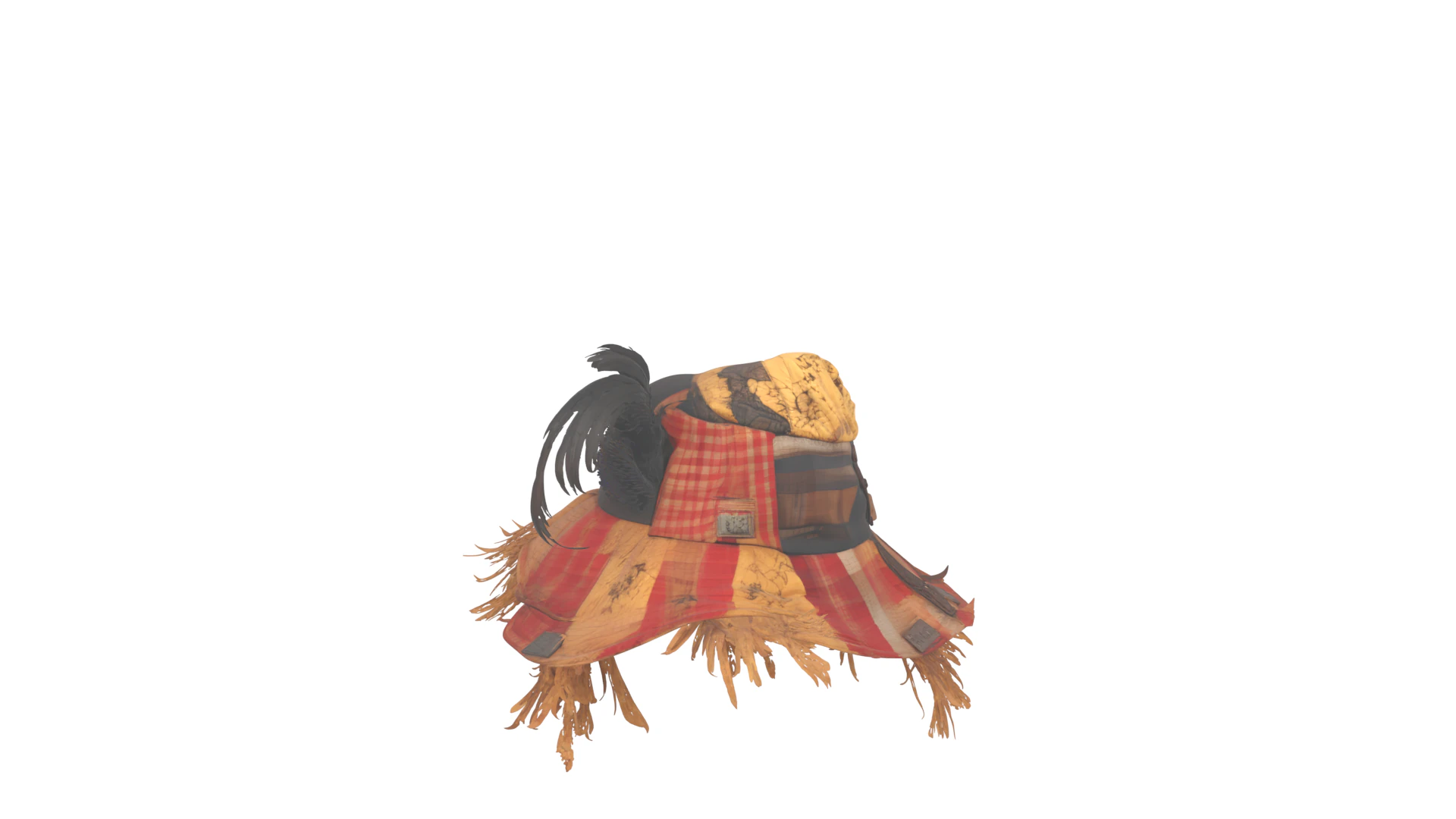 Weathered Scarecrow Hat with Feather Accents 3D Model .c4d .max .obj .3ds .fbx .stl .blend