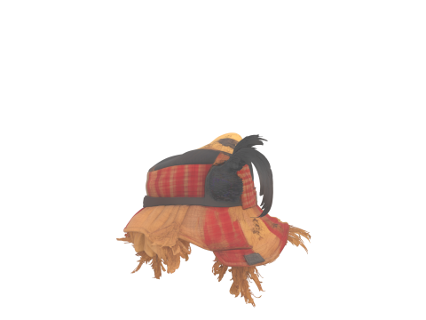 Weathered Scarecrow Hat with Feather Accents Modelo 3D