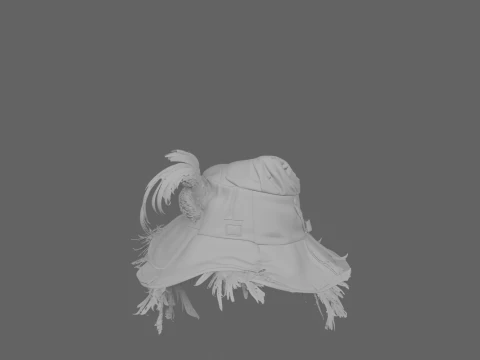 Weathered Scarecrow Hat with Feather Accents 3D Model