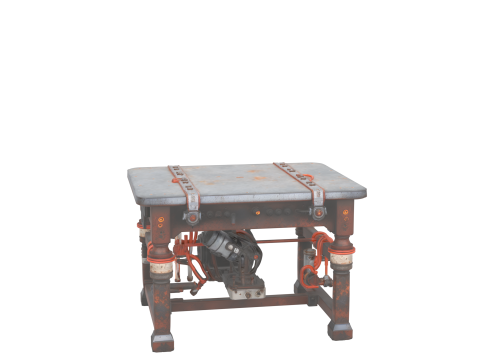 Three Dimensional Gothic Lab Table with Rusty Ironwork and Electrical Coils Model 3D