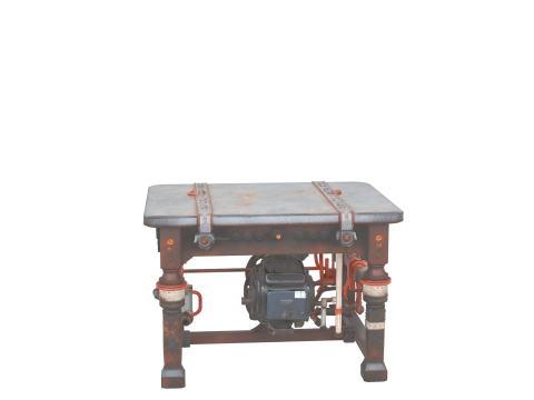 Three Dimensional Gothic Lab Table with Rusty Ironwork and Electrical Coils 3D Model