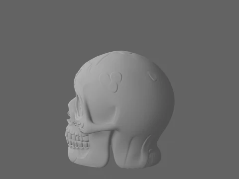Festive 3D Candy Skull Model with Sugar Icing Floral Patterns Sparkling Gem Eyes Colorful Halloween 3D Model