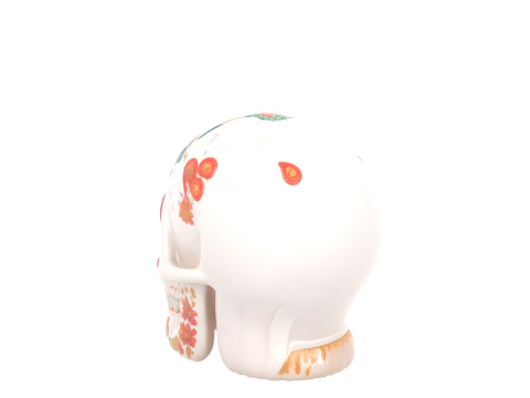 Festive 3D Candy Skull Model with Sugar Icing Floral Patterns Sparkling Gem Eyes Colorful Halloween 3D Model