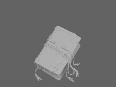 Of aged witchs spellbook with glowing leather cover and mystical bookmark 3D Model