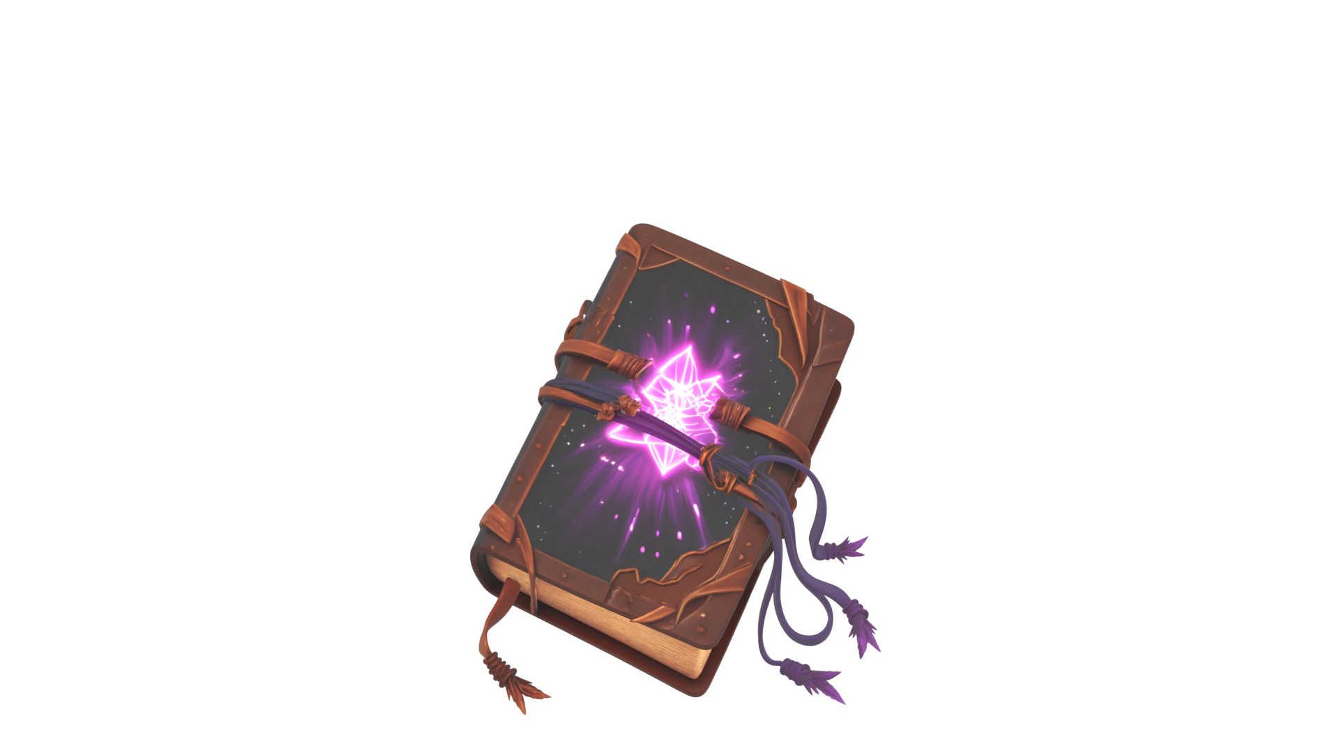 Of aged witchs spellbook with glowing leather cover and mystical bookmark 3D Model .c4d .max .obj .3ds .fbx .stl .blend 