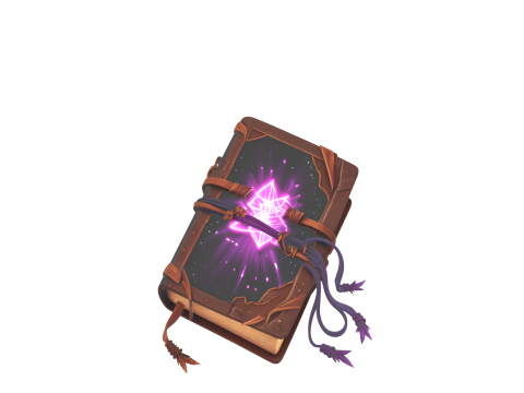 Of aged witchs spellbook with glowing leather cover and mystical bookmark Model 3D