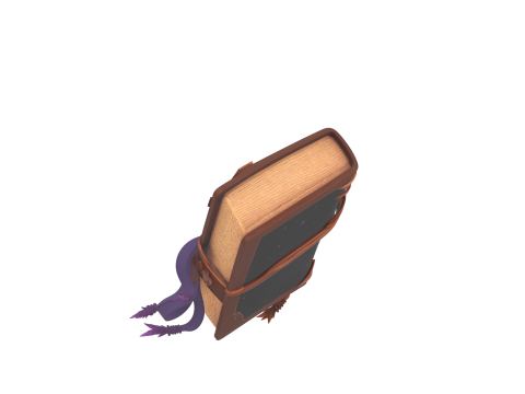 Of aged witchs spellbook with glowing leather cover and mystical bookmark Model 3D