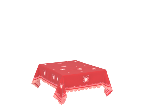 Sinister 3D Haunted Tablecloth featuring Bloodstains Lace Edges and Embroidered Spiders for Games an Model 3D