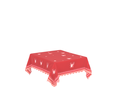 Sinister 3D Haunted Tablecloth featuring Bloodstains Lace Edges and Embroidered Spiders for Games an Model 3D