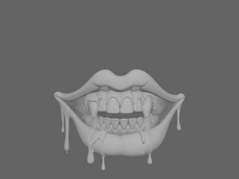 Premium of Vampire Fang Dentures with Blood Drips Metallic Sheen 3D Modell