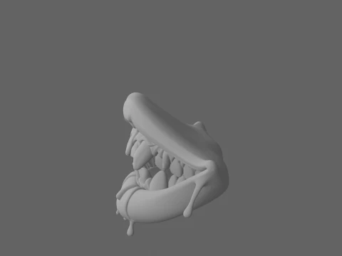 Premium of Vampire Fang Dentures with Blood Drips Metallic Sheen 3D Model