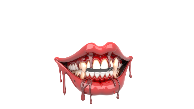 Kan Damlayan Metalik Parlaklığa Sahip Premium Vampir Dişi Protezleri 3D Model .c4d .max .obj .3ds .fbx .stl .blend