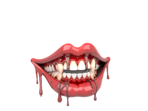 Premium of Vampire Fang Dentures with Blood Drips Metallic Sheen Model 3D