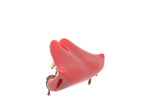 Premium of Vampire Fang Dentures with Blood Drips Metallic Sheen 3D Model