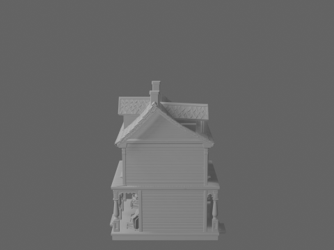 Spooky of Haunted Dollhouse with Four Views 3D Model
