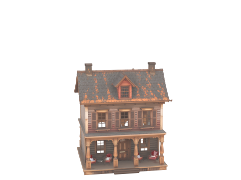Spooky of Haunted Dollhouse with Four Views Model 3D