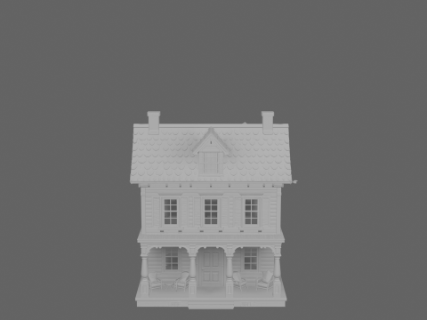 Жуткий кукольный домик с привидениями и четырьмя видами 3D Модель