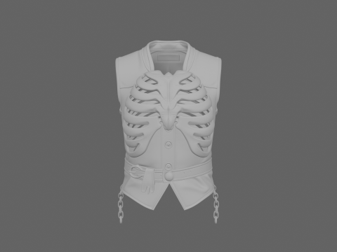 Stunning 3D Skeleton Ribcage Vest Model with Bone Buttons Model 3D