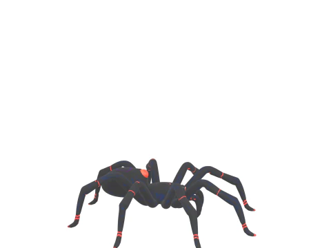 Black Widow Spider Jointed Legs Shiny Eyes 3D Model