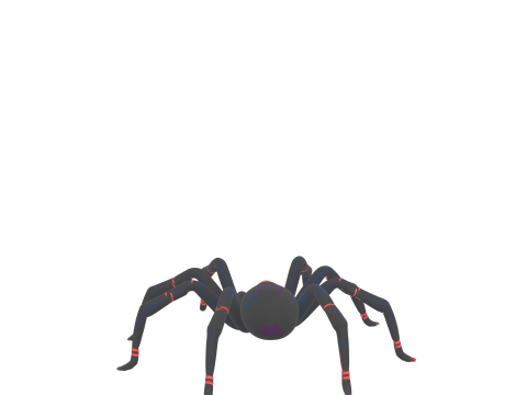 Black Widow Spider Jointed Legs Shiny Eyes Model 3D