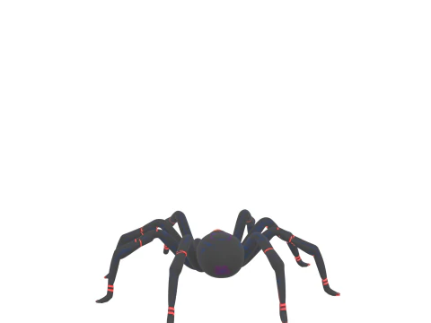 Black Widow Spider Jointed Legs Shiny Eyes 3D Model