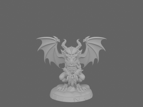 Gárgula de granito detalhada em 3D com asas de pedra, rosto rosnado e pés de garras cobertos de musgo Modelo 3D