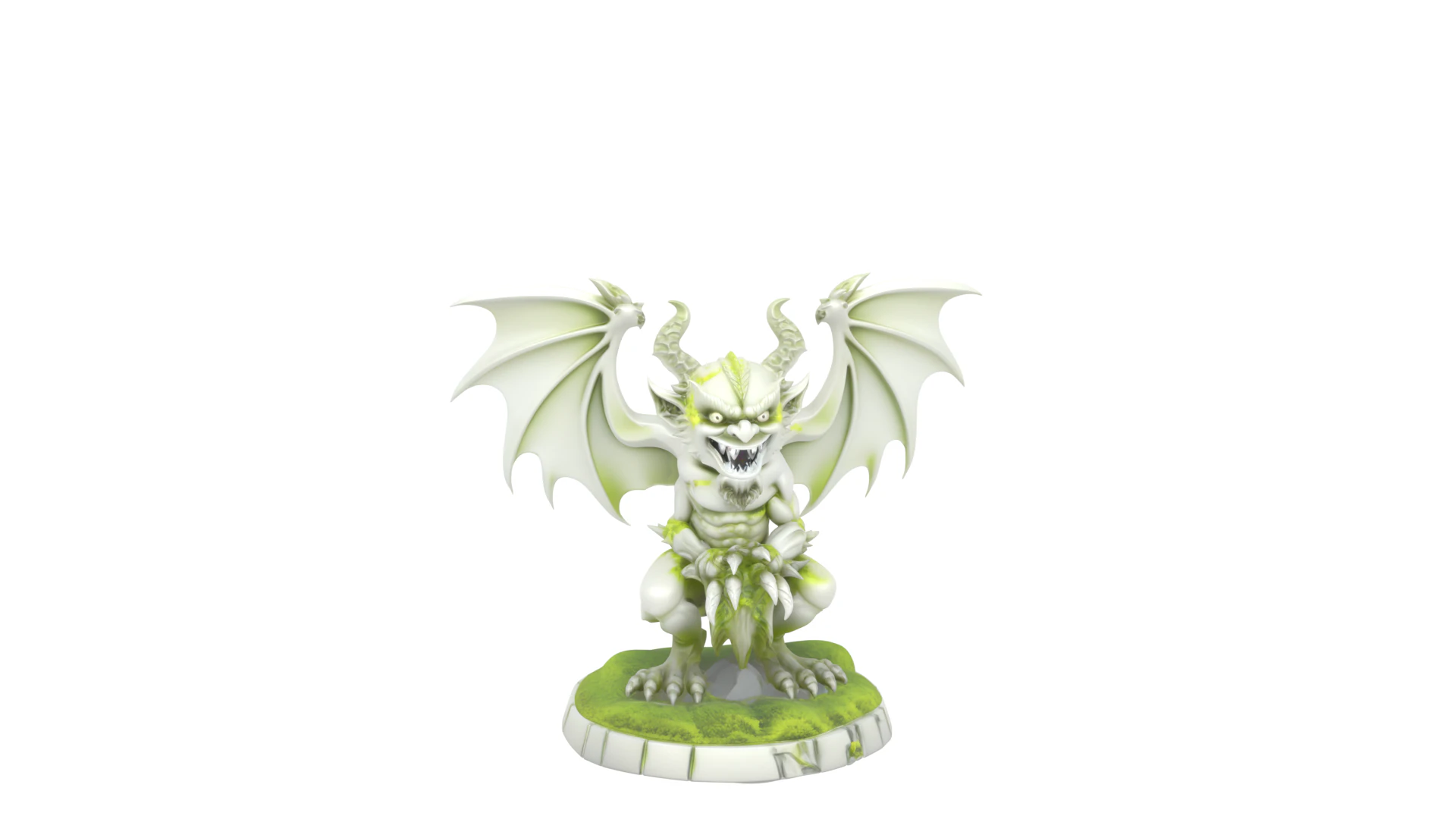 3D Detailed Granite Gargoyle with Stone Wings Snarling Face and Mossy Claw Feet 3D Model .c4d .max .obj .3ds .fbx .stl .blend 