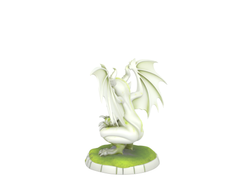 Gárgula de granito detalhada em 3D com asas de pedra, rosto rosnado e pés de garras cobertos de musgo Modelo 3D