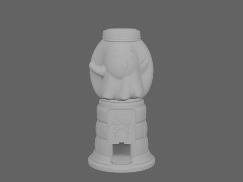 3D Intricately Detailed Halloween Ghost Candy Dispenser with Lever and Treat Chute Model 3D