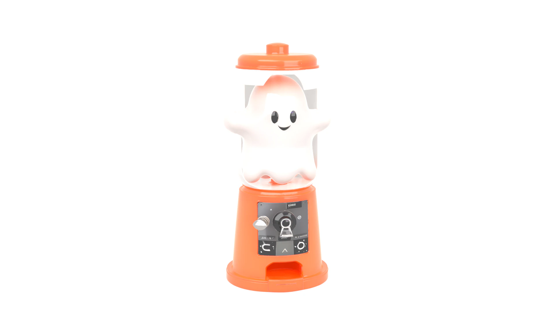 Intricate Ghost-shaped Halloween Candy Dispenser with Lever and Treat Chute 3D Model .c4d .max .obj .3ds .fbx .stl .blend 