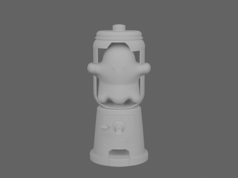 Intricate Ghost-shaped Halloween Candy Dispenser with Lever and Treat Chute Modelo 3D