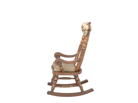 Spooky 3D Haunted Rocking Chair with Skull Carvings Worn Varnish and Creaky Wood Modello 3D