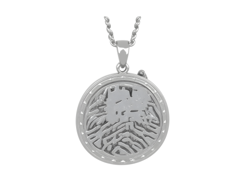 Elegant Silver 3D Werewolf Moon Pendant with Detailed Howling Wolf and Lunar Phase Engravings Model 3D