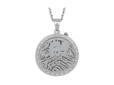 Elegant Silver 3D Werewolf Moon Pendant with Detailed Howling Wolf and Lunar Phase Engravings 3D Model
