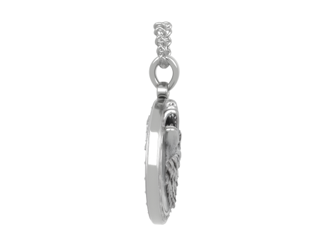 Elegant Silver 3D Werewolf Moon Pendant with Detailed Howling Wolf and Lunar Phase Engravings Model 3D