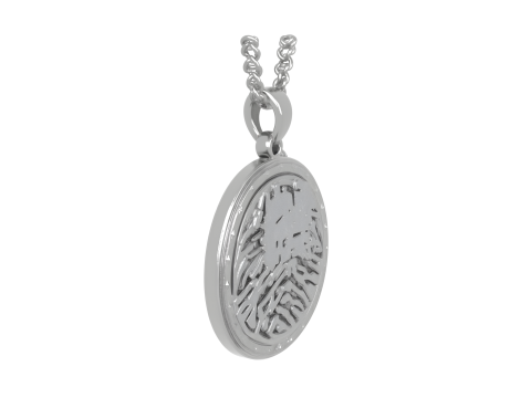 Elegant Silver 3D Werewolf Moon Pendant with Detailed Howling Wolf and Lunar Phase Engravings Model 3D