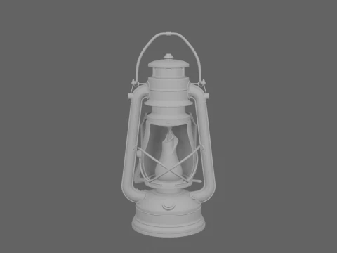 3D Detailed Goblin Lantern Model Rusty Iron with Green Glowing Flame Cage 3D Model