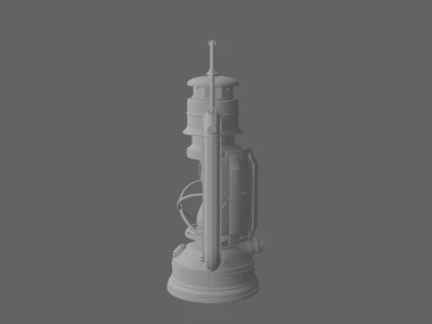 3D Detailed Goblin Lantern Model Rusty Iron with Green Glowing Flame Cage 3D Model
