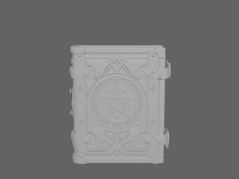 3D Aged Leather Grimoire Book Cover with Gold Pentagram Stamping 3D Model