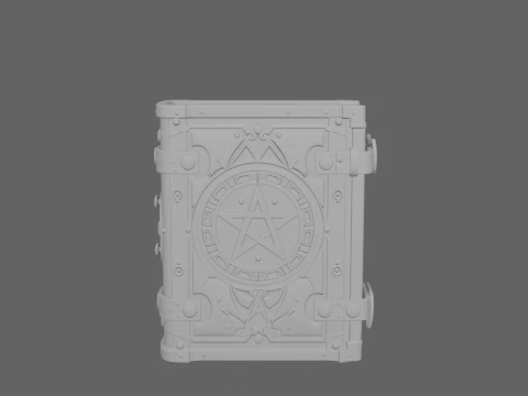 3D Aged Leather Grimoire Book Cover with Gold Pentagram Stamping 3D Model