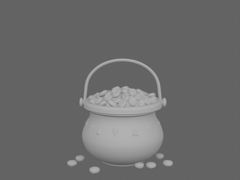 3D Detailed Halloween Cauldron Candy Bucket with Metallic Bubbling Effect Modello 3D