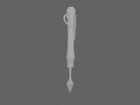 3D Magical Witch Cauldron Stirrer with Enchanted Metal Tip and Potion Residue 3D Model