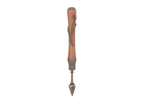 3D Magical Witch Cauldron Stirrer with Enchanted Metal Tip and Potion Residue 3D Model